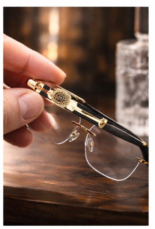 Royal Edge Premium Rimless Eyeglasses – Gold Executive Edition”