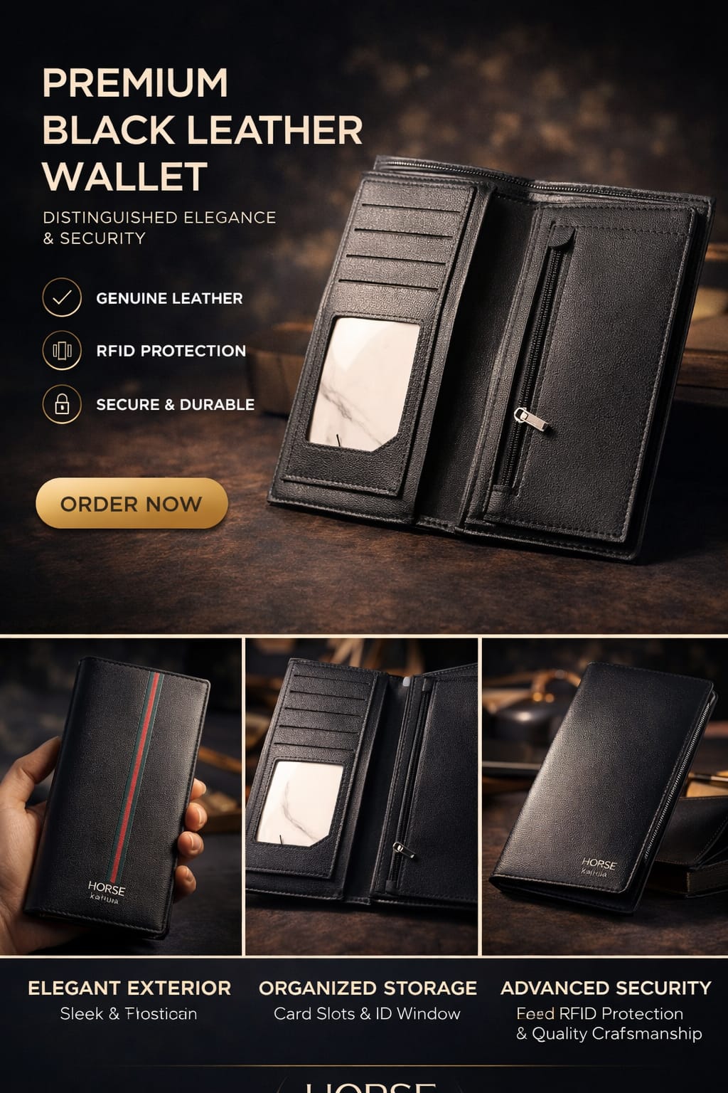 Premium Black Leather Wallet