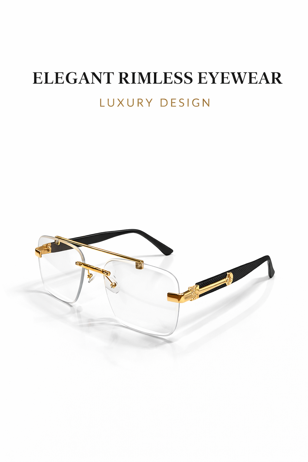 Royal Edge Premium Rimless Eyeglasses – Gold Executive Edition”