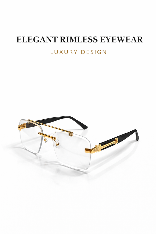 Royal Edge Premium Rimless Eyeglasses – Gold Executive Edition”