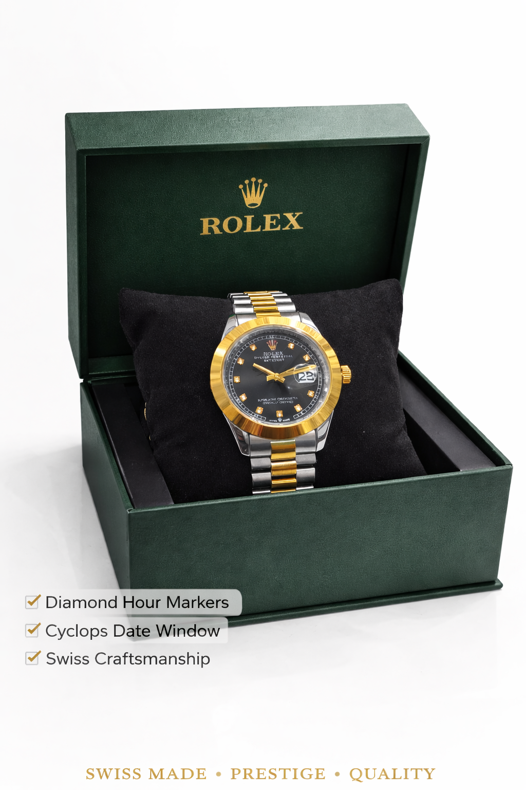 Rolex Datejust Two-Tone Black Dial Jubilee