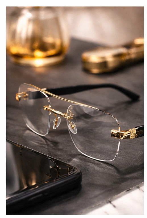 Royal Edge Premium Rimless Eyeglasses – Gold Executive Edition”
