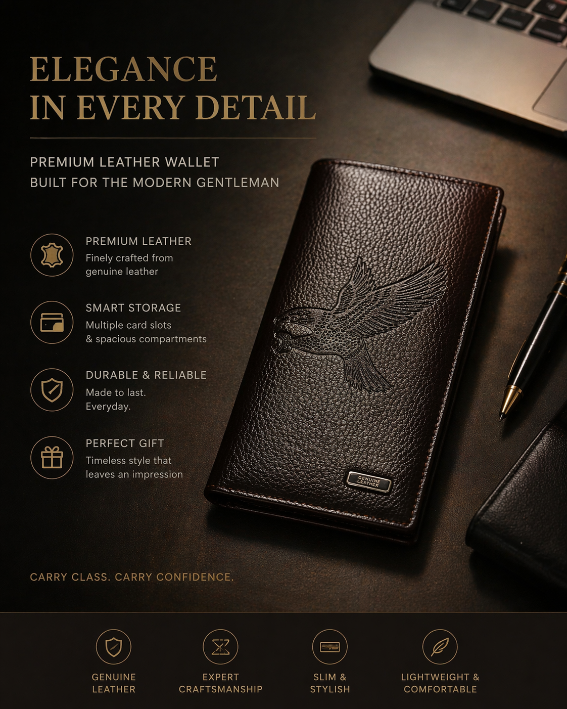 Premium Choco Brown leather wallet