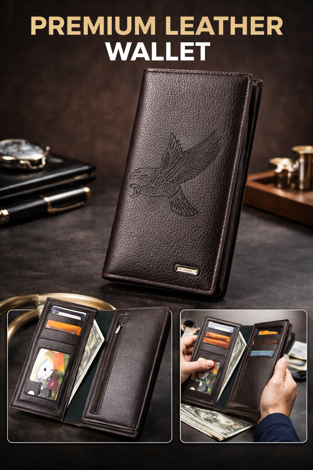 Premium Choco Brown leather wallet
